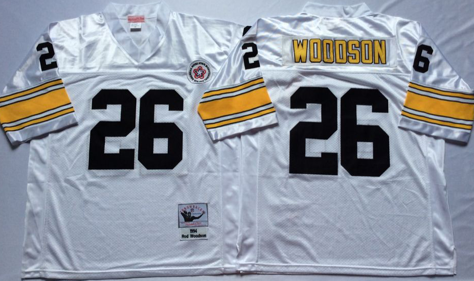 Men NFL Pittsburgh Steelers #26 Woodson white Mitchell Ness jerseys->pittsburgh steelers->NFL Jersey